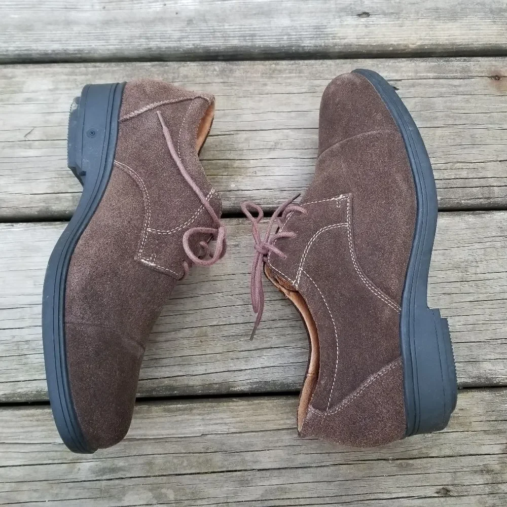G defy Gravity Defyer Brown Suede Leather‎ Cap Toe Lace-up Oxfords Men's 7.5